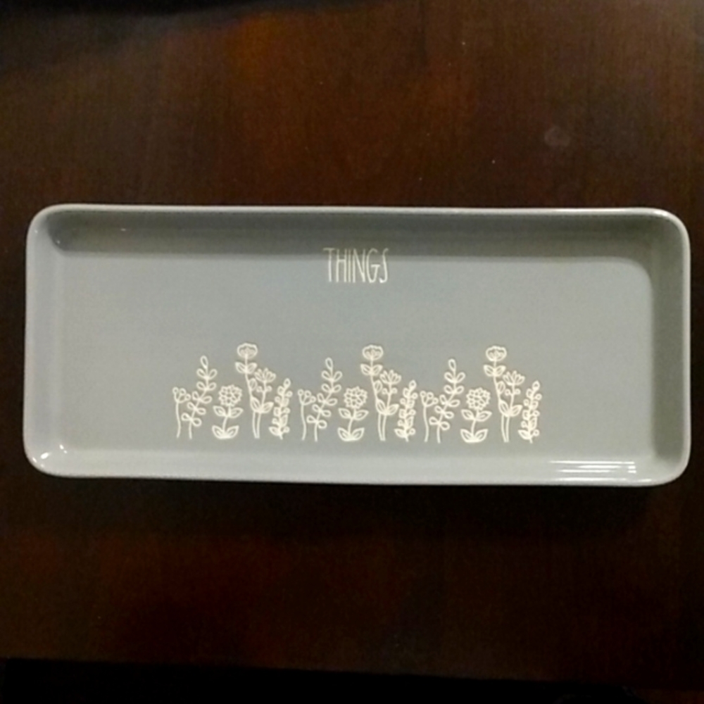 Rae Dunn Gray & White Floral Stem Wildflowers Things Vanity Tray